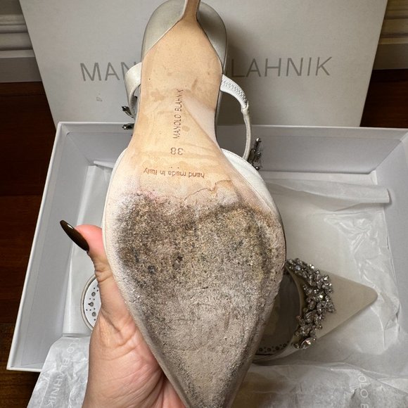 MANOLO BLAHNIK LURUM WHITE SATIN SIZE 38 - Picture 7 of 9